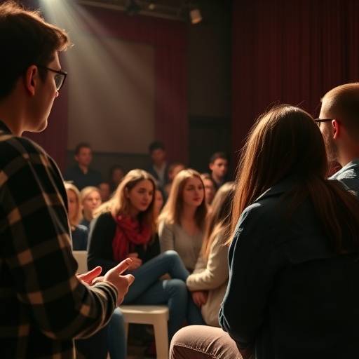 Instructeurs de théâtre travaillant avec des étudiants